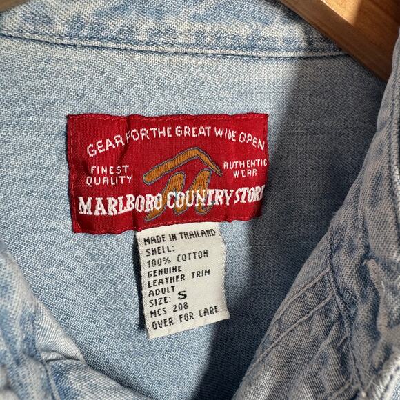 Marlboro Country Store Denim Shirt Small VTG 90s Streetwear Skater Grunge Rodeo - Picture 7 of 7